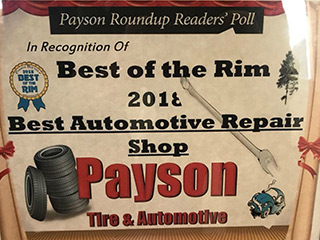 Auto Repair Shop Award in Payson, AZ | Gallery | Payson Tire Pros & Automotive